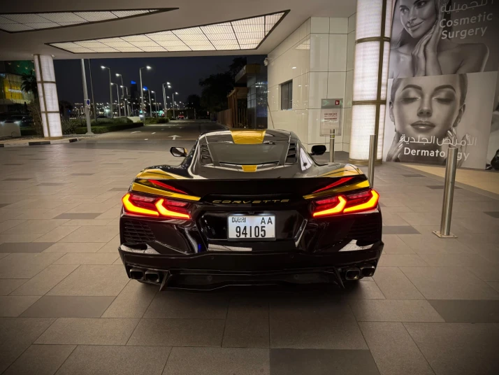 Chevrolet Corvette C8 2023 BLACK&GOLD RENTAL IN DUBAI - undefined